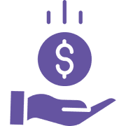 Hand catching falling money icon.