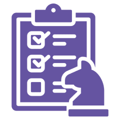 Checklist and knight chess piece icon.