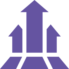 Purple upward arrows on black background.