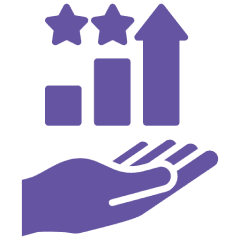Hand holding growth chart with stars.